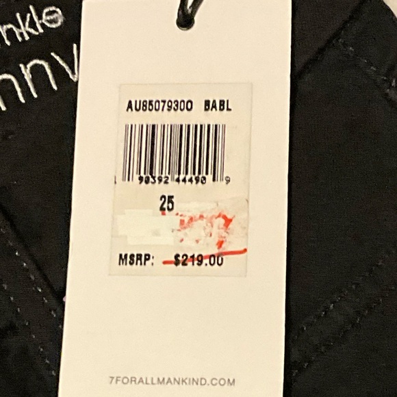 7 For All Mankind Blair Denim The Ankle Skinny Black Jeans w/Ruffle Hem NWT 25 - Picture 7 of 7